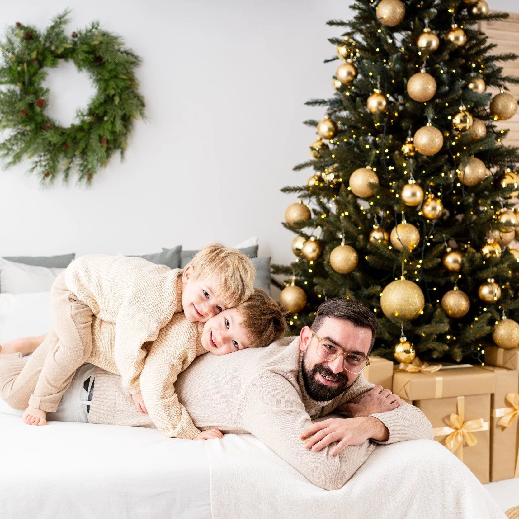 Svetlo božično fotografiranje družine