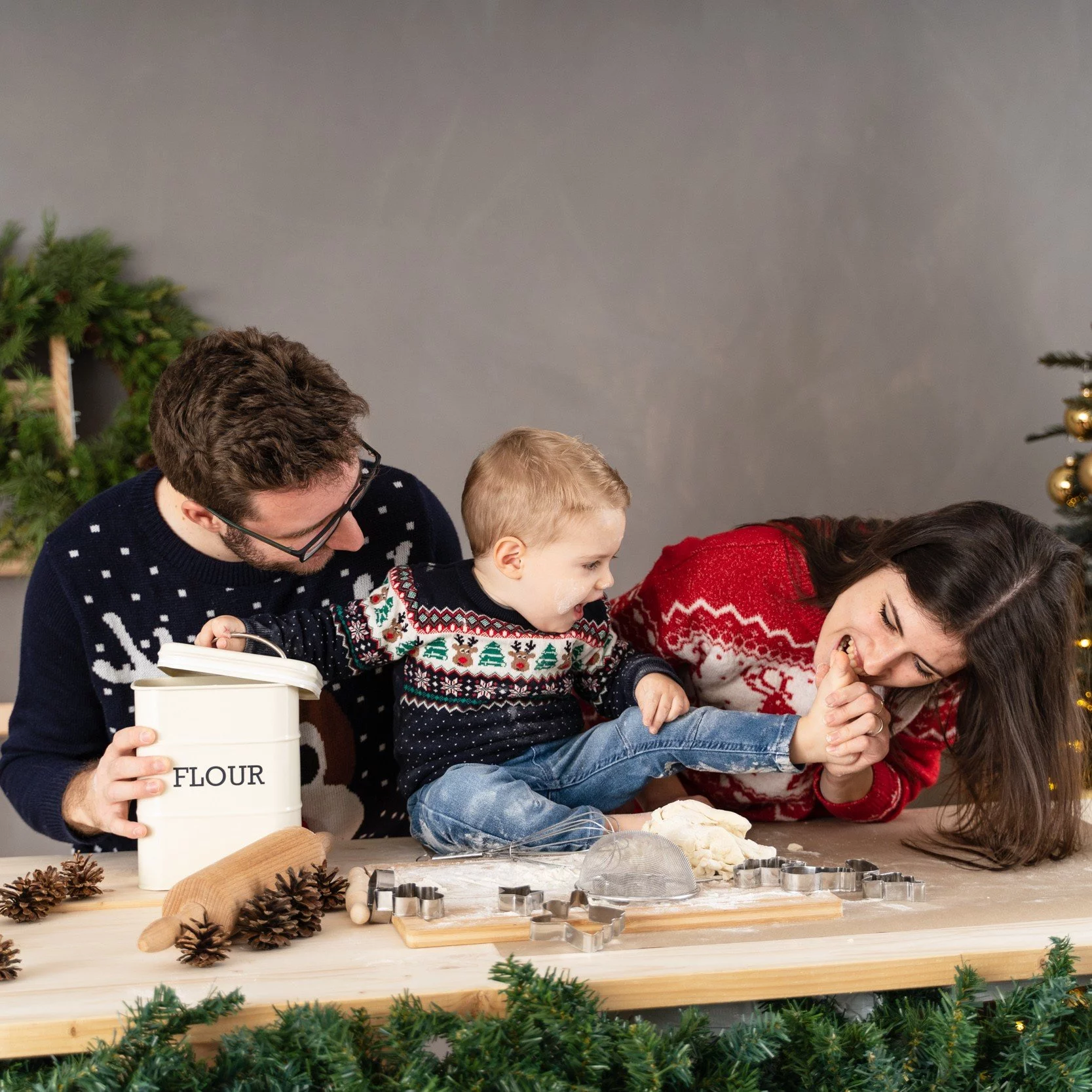 Božično fotografiranje za družine. Božični piškoti